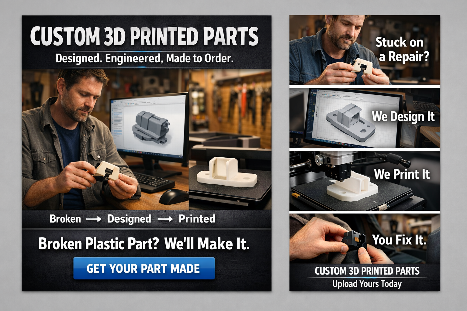 Custom 3D Printed Parts – Broken to Designed to Printed