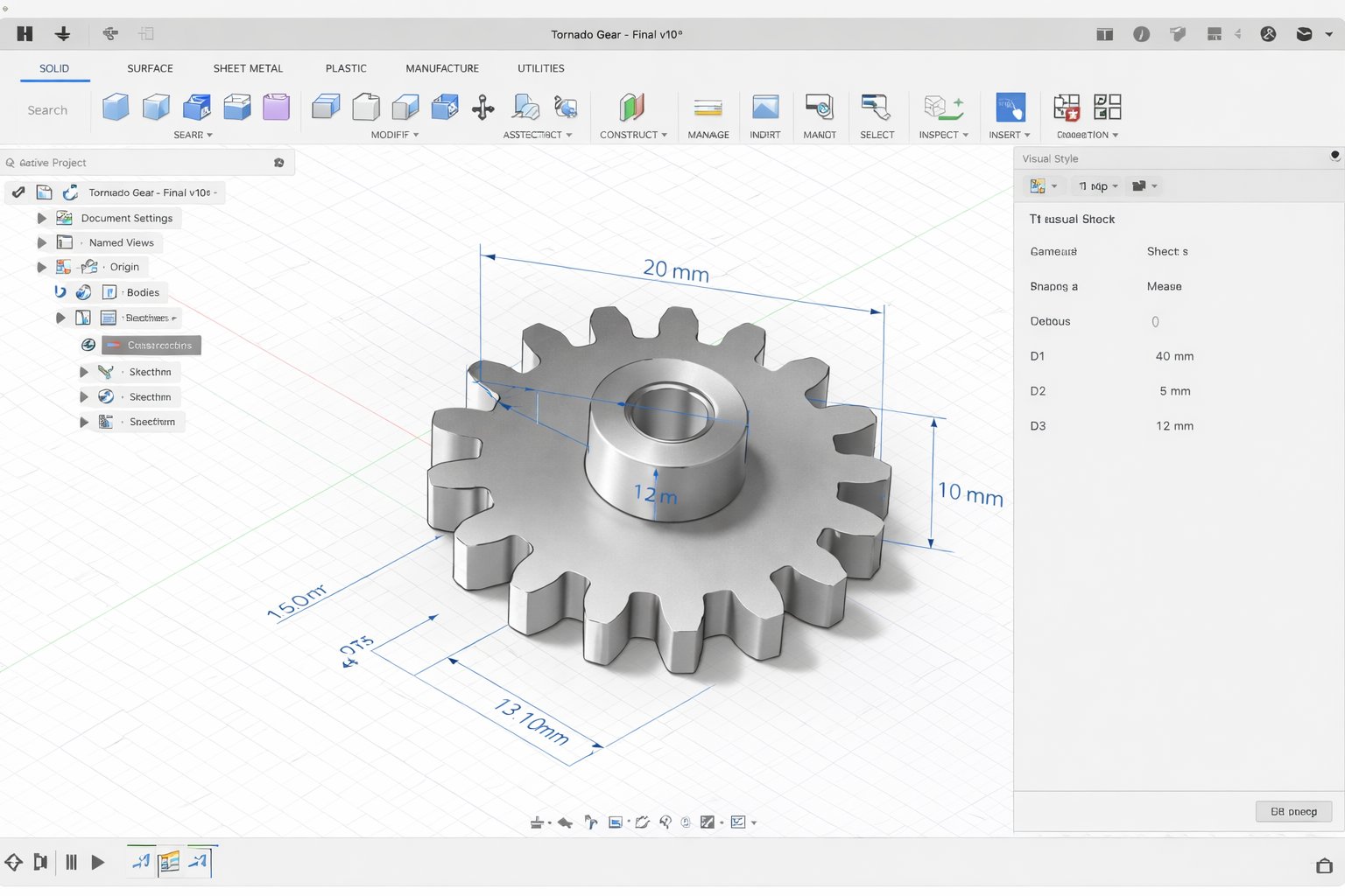 CAD model of Tornado gear in Fusion 360