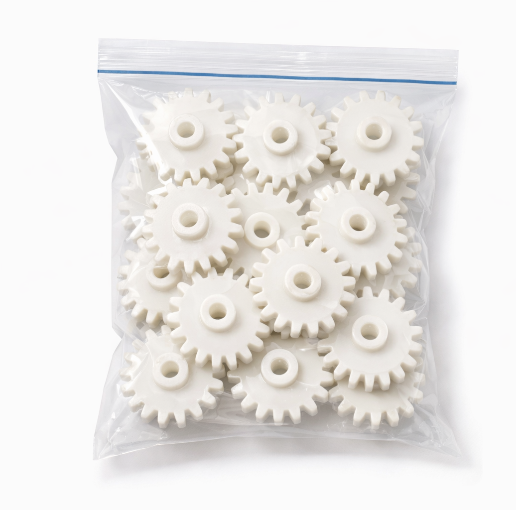 Finished 3D printed gears ready to ship