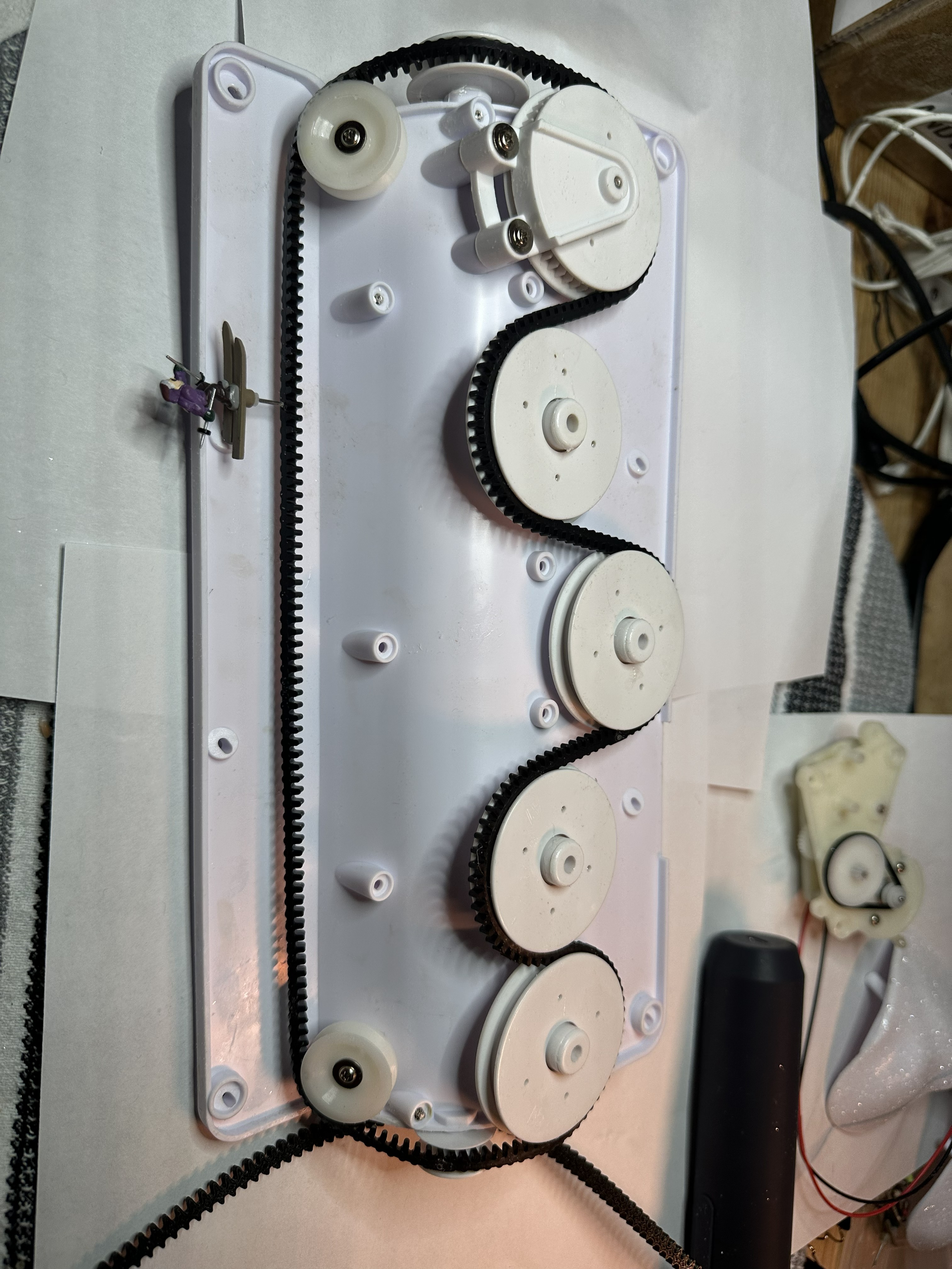 Custom belt and pulley drive system completed